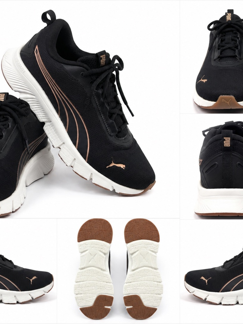 Puma Black Sneakers with Rose Gold Detailing Size 10